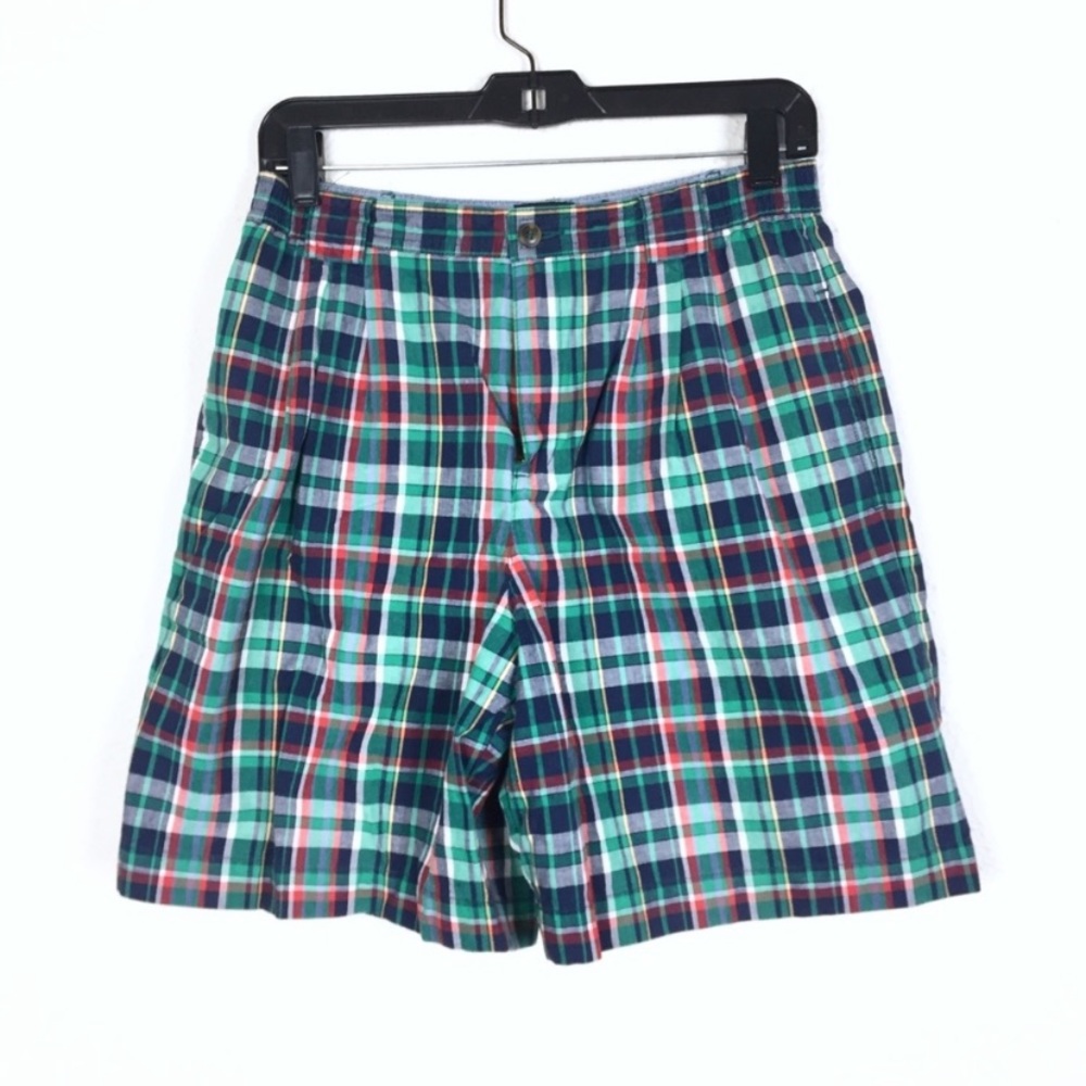 Vintage Liz sport plaid high rise chino shorts size 8 petite 100% cotton